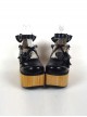 Black 3.9" Heel High Cute Polyurethane Round Toe Cross Straps Platform Lady Lolita Shoes