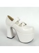 White 4.9" Heel High Gorgeous Suede Round Toe Cross Straps Platform Lady Lolita Shoes