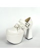 White 4.9" Heel High Gorgeous Suede Round Toe Cross Straps Platform Lady Lolita Shoes