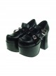 Black 4.9" Heel High Lovely Suede Round Toe Cross Straps Platform Lady Lolita Shoes