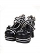 Black & White 3.7" Heel High Glamorous Polyurethane Round Toe Cross Straps Platform Lady Lolita Shoes