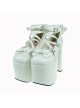 White 5.9" Heel High Lovely Suede Round Toe Cross Straps Platform Lady Lolita Shoes