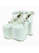 White 5.9" Heel High Lovely Suede Round Toe Cross Straps Platform Lady Lolita Shoes