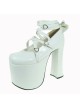 White 5.9" Heel High Lovely Suede Round Toe Cross Straps Platform Lady Lolita Shoes
