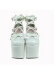 White 5.9" Heel High Lovely Suede Round Toe Cross Straps Platform Lady Lolita Shoes