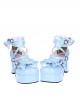 Sky-Blue 3.7" Heel High Special Polyurethane Round Toe Cross Straps Platform Lady Lolita Shoes
