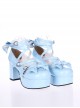 Sky-Blue 3.7" Heel High Special Polyurethane Round Toe Cross Straps Platform Lady Lolita Shoes