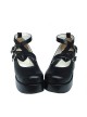 Black 2.0" Heel High Glamorous Suede Round Toe Cross Straps Platform Lady Lolita Shoes