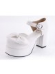 White 3.1" Heel High Cute Suede Round Toe Cross Straps Platform Lady Lolita Shoes