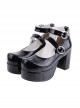 Black 3.1" Heel High Gorgeous Synthetic Leather Round Toe Cross Straps Platform Lady Lolita Shoes