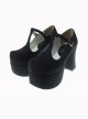 Black 3.7" Heel High Glamorous Round-toe Cross Straps Platform Lady Lolita Shoes