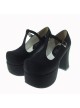 Black 3.7" Heel High Glamorous Round-toe Cross Straps Platform Lady Lolita Shoes