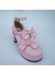 Pink 2.5" Heel High Glamorous Suede Round Toe Bow Platform Lady Lolita Shoes