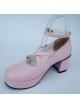 Pink 2.5" Heel High Glamorous Suede Round Toe Bow Platform Lady Lolita Shoes