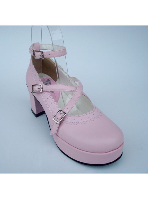 Pink 2.5" Heel High Glamorous Suede Round Toe Bow Platform Lady Lolita Shoes