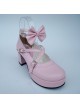 Pink 2.5" Heel High Glamorous Suede Round Toe Bow Platform Lady Lolita Shoes