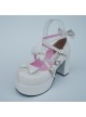 White 3.1" Heel High Adorable Patent Leather Round Toe Bow Platform Lady Lolita Shoes