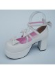 White 3.1" Heel High Adorable Patent Leather Round Toe Bow Platform Lady Lolita Shoes