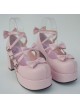 Pink 3.1" Heel High Elegant Patent Leather Round Toe Bow Platform Lady Lolita Shoes