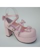 Pink 3.1" Heel High Elegant Patent Leather Round Toe Bow Platform Lady Lolita Shoes