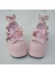 Pink 3.1" Heel High Elegant Patent Leather Round Toe Bow Platform Lady Lolita Shoes