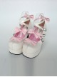 Pink & White 3.1" Heel High Gorgeous Suede Round Toe Bow Platform Lady Lolita Shoes