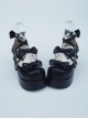 Black 3.1" Heel High Special PU Round Toe Bow Platform Lady Lolita Shoes