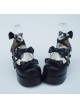 Black 3.1" Heel High Special PU Round Toe Bow Platform Lady Lolita Shoes
