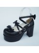 Black 3.1" Heel High Special PU Round Toe Bow Platform Lady Lolita Shoes