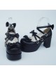 Black 3.1" Heel High Special PU Round Toe Bow Platform Lady Lolita Shoes