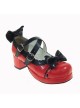 Red & Black 1.8" Heel High Cute PU Round Toe Bow Platform Lady Lolita Shoes