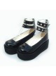 Black 2.5" Heel High Elegant Synthetic Leather Round Toe Cross Straps Platform Women Lolita Shoes