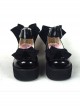 Black 2.5" Heel High Gorgeous Polyurethane Round Toe Cross Straps Platform Women Lolita Shoes