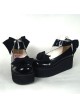 Black 2.5" Heel High Gorgeous Polyurethane Round Toe Cross Straps Platform Women Lolita Shoes