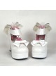 White 3.1" Heel High Adorable Suede Round Toe Cross Straps Platform Women Lolita Shoes