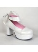 White 3.1" Heel High Adorable Suede Round Toe Cross Straps Platform Women Lolita Shoes