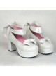 White 3.1" Heel High Adorable Suede Round Toe Cross Straps Platform Women Lolita Shoes