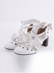 White 2.5" Heel High Elegant Patent Leather Round Toe Cross Straps Platform Women Lolita Shoes