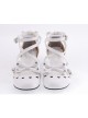 White 2.5" Heel High Elegant Patent Leather Round Toe Cross Straps Platform Women Lolita Shoes