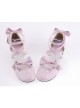 Pink 2.5" Heel High Cute Patent Leather Point Toe Cross Straps Platform Women Lolita Shoes