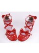 Red 2.5" Heel High Classic Synthetic Leather Point Toe Cross Straps Platform Women Lolita Shoes
