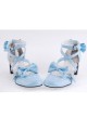 Sky-Blue 2.5" Heel High Elegant Patent Leather Point Toe Cross Straps Platform Women Lolita Shoes