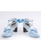 Sky-Blue 2.5" Heel High Elegant Patent Leather Point Toe Cross Straps Platform Women Lolita Shoes