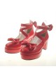 Red 2.5" Heel High Gorgeous Patent Leather Point Toe Cross Straps Platform Women Lolita Shoes