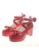 Red 2.5" Heel High Gorgeous Patent Leather Point Toe Cross Straps Platform Women Lolita Shoes