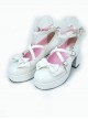 White 2.9" Heel High Beautiful Patent Leather Point Toe Bow Platform Women Lolita Shoes