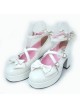 White 2.9" Heel High Beautiful Patent Leather Point Toe Bow Platform Women Lolita Shoes