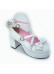 White 2.9" Heel High Beautiful Patent Leather Point Toe Bow Platform Women Lolita Shoes