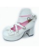 White 2.9" Heel High Beautiful Patent Leather Point Toe Bow Platform Women Lolita Shoes