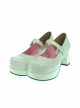 White 2.9" Heel High Cute Synthetic Leather Point Toe Cross Straps Platform Women Lolita Shoes